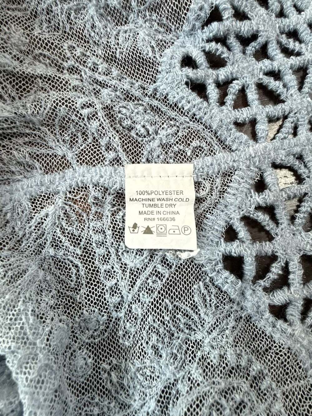 Kindred Plus Size Blue Embroidered Lace Trim Kimono Sleeve Blouse, 3X - Picture 9 of 9